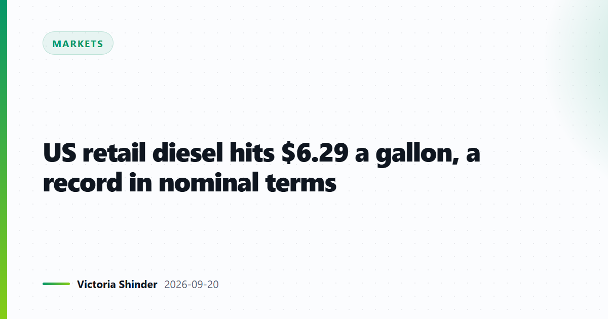 US retail diesel hits $6.29 a gallon, a record in nominal terms